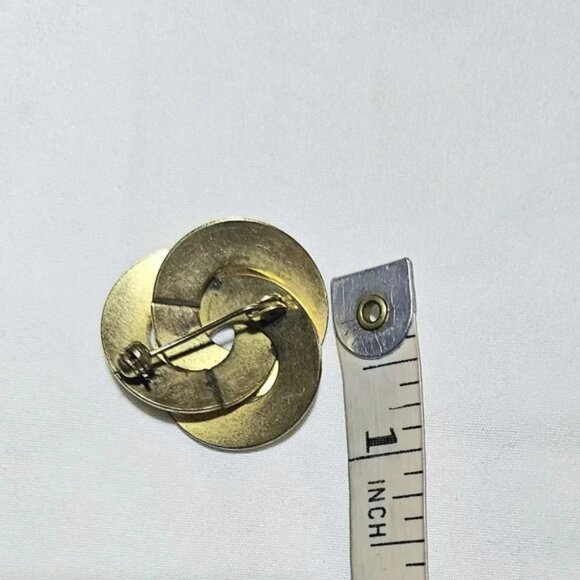 Vintage top metal Infinity knot  clip Brooch 1950s Brass Handcrafted Design - Picture 3 of 3